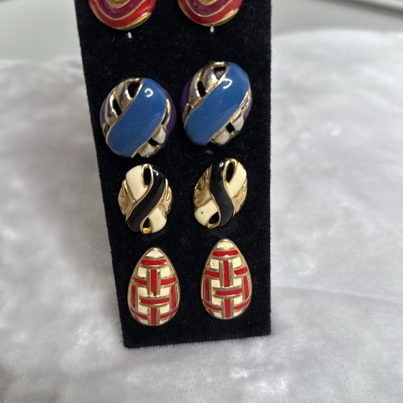 Vintage bundle of six Nautical Themed Earring Set in Red, Blue, and Gold - Picture 3 of 5